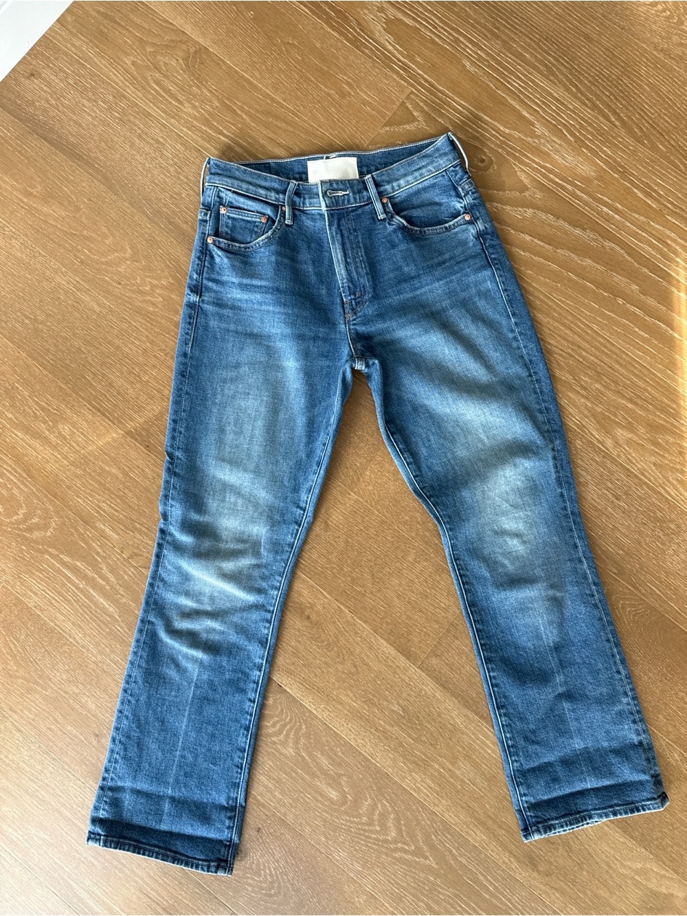 MOTHER Denim Straight-Leg Jeans in Faded Blue